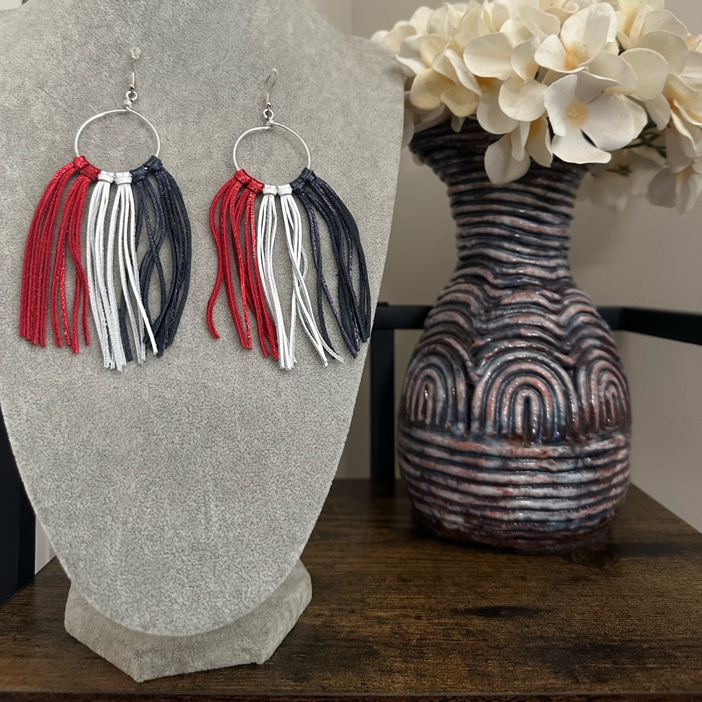 Red, White, and Blue Tassel Earrings